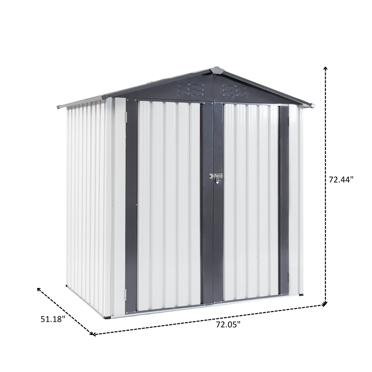 XWT014 Metal Garden Storage Shed – Gray/White