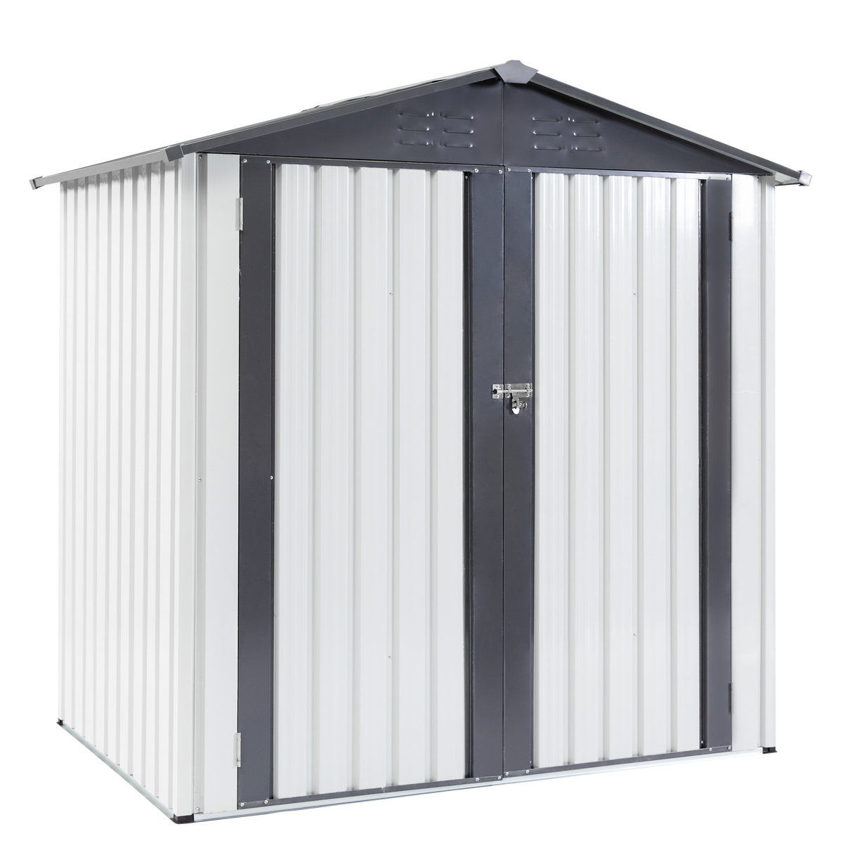 XWT014 Metal Garden Storage Shed – Gray/White