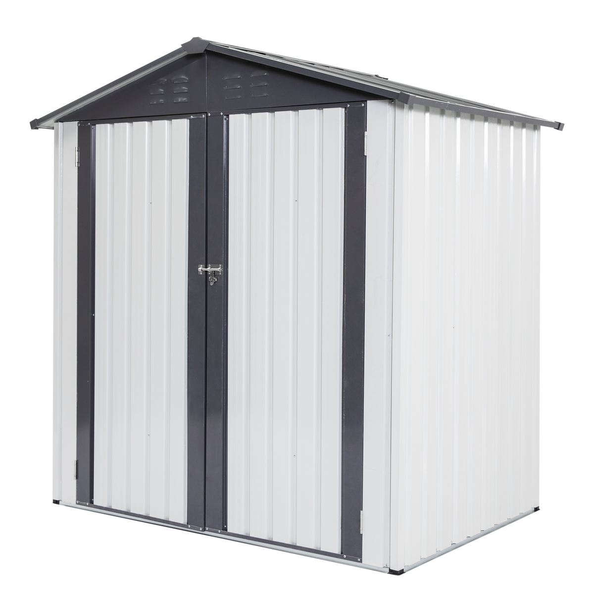 XWT014 Metal Garden Storage Shed – Gray/White