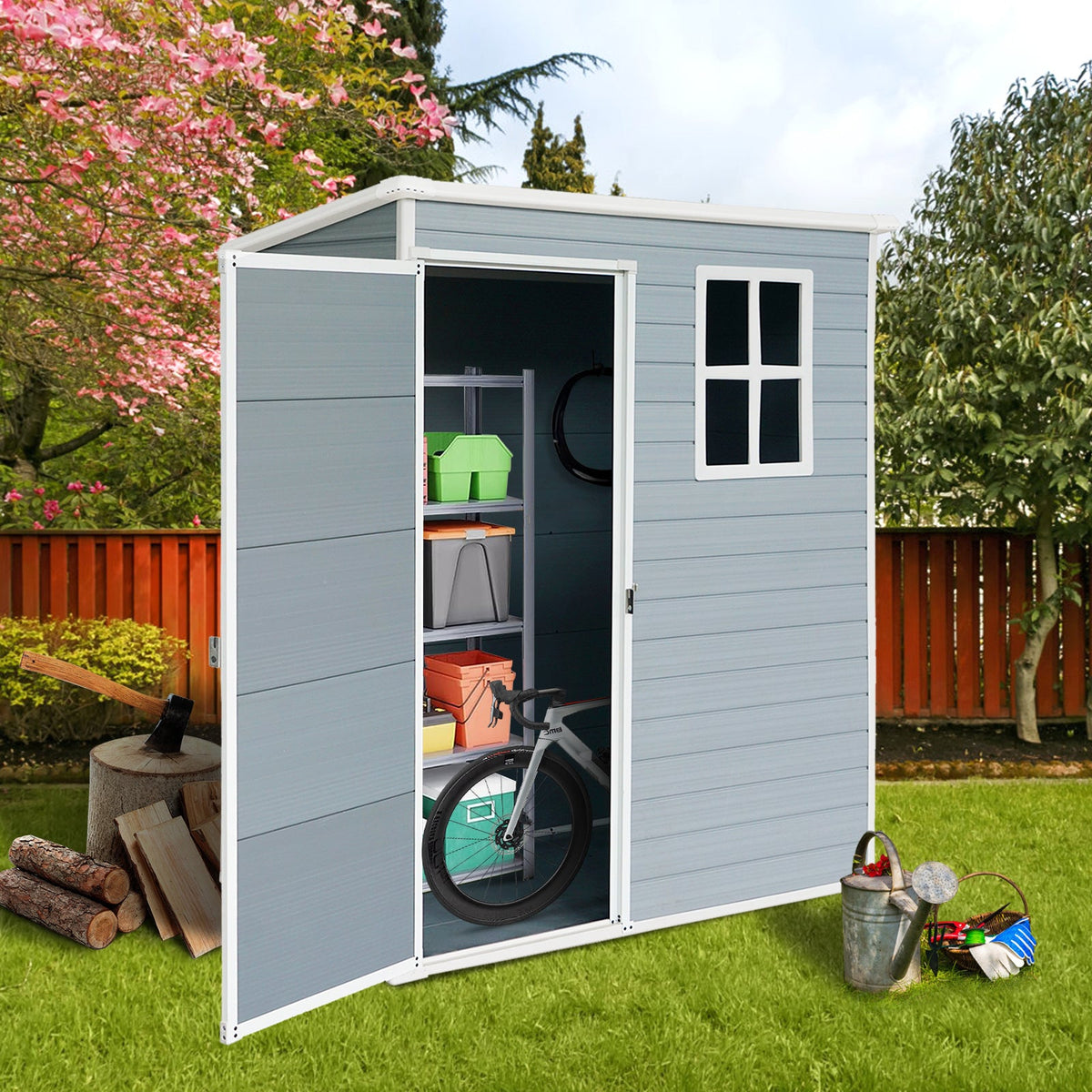 5 × 3 ft Resin Outdoor Storage Shed – Gray