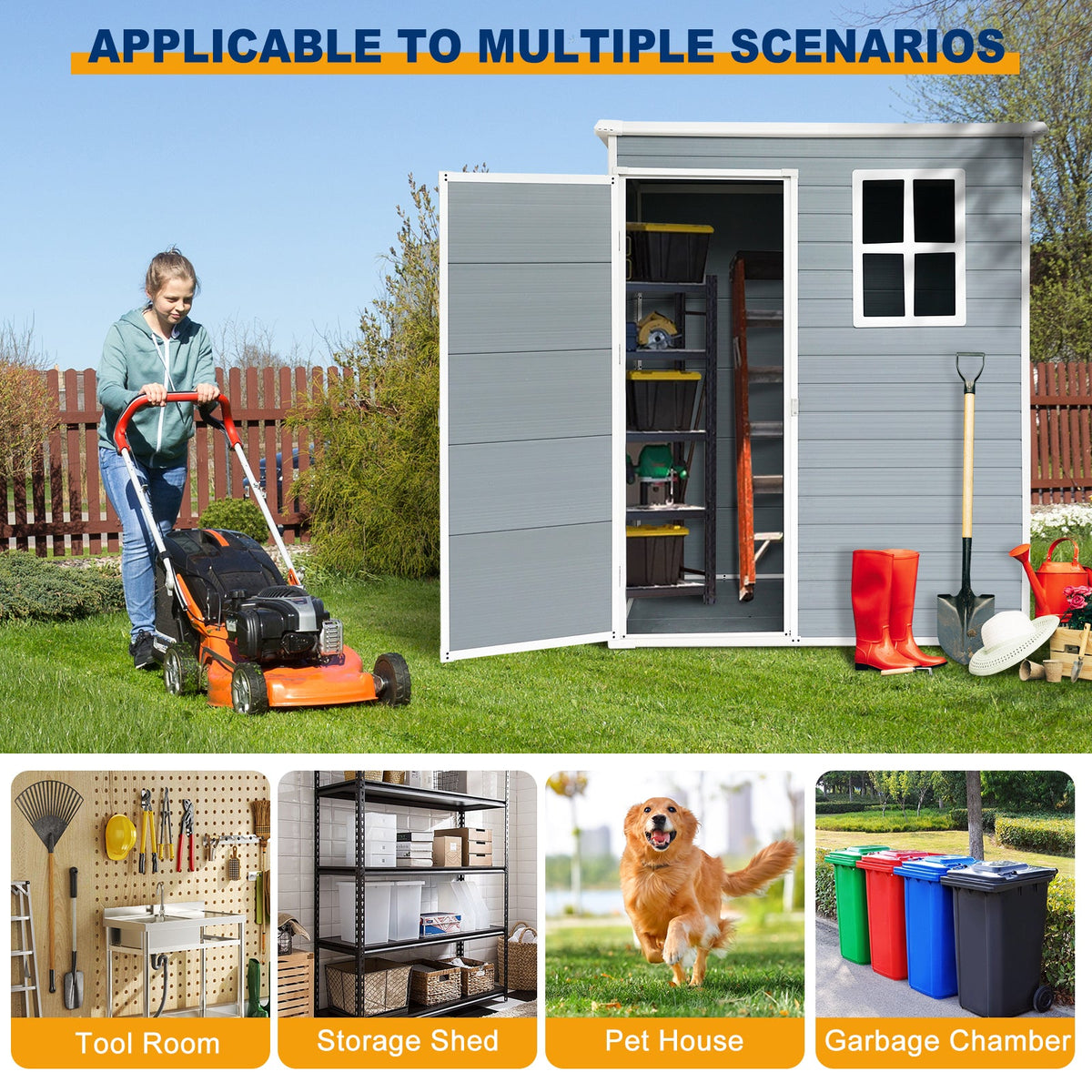5 × 3 ft Resin Outdoor Storage Shed – Gray