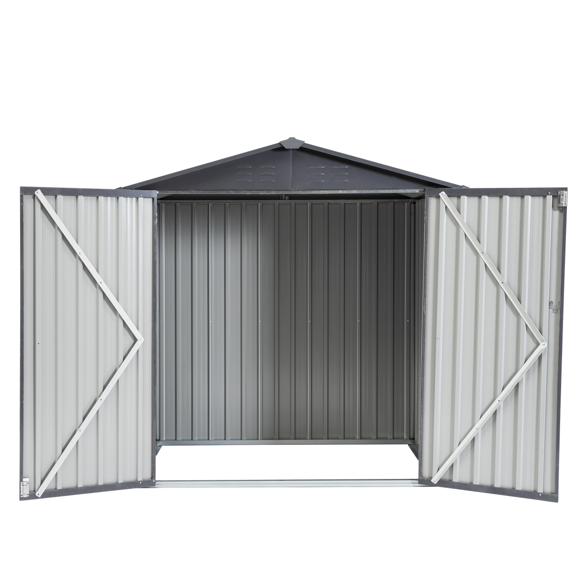 XWT014 Metal Garden Storage Shed – Gray/White